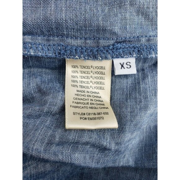 CLOTH & STONE Chambray Shirt Dress XS Blue Button Front Anthropologie Pockets - Picture 4 of 10